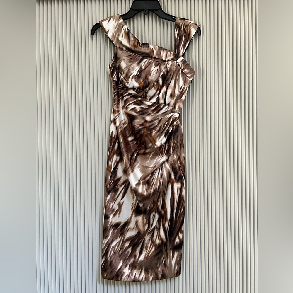 Maggy London Asymmetrical Neckline Cocktail Dress